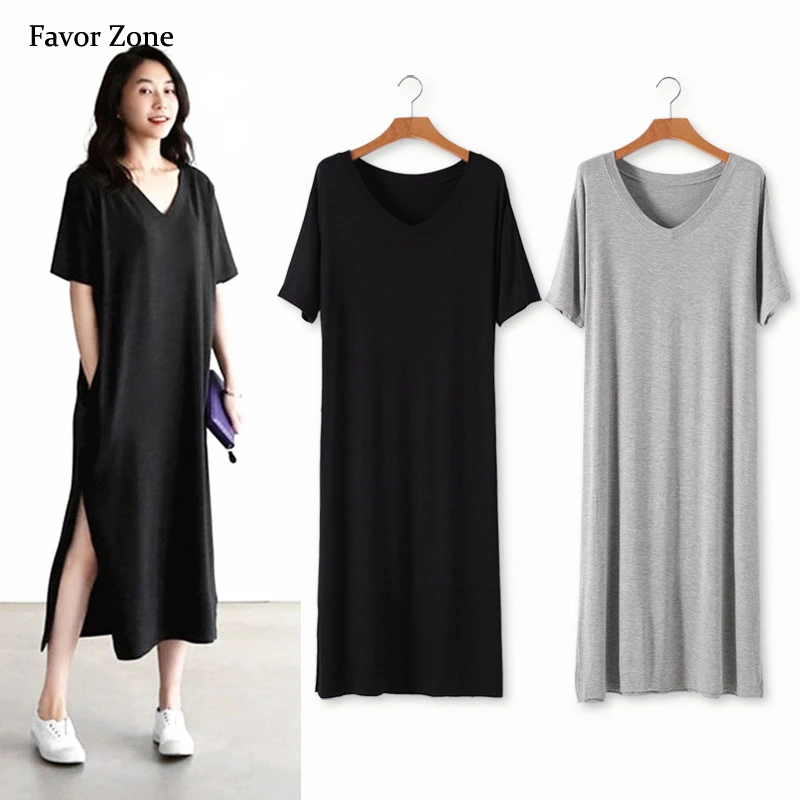 

Woman Clothes Summer Maxi Long Dress Women Solid Color Casual Loose V neck Pocket Vintage Dress Sexy Split Evening Party Dresses