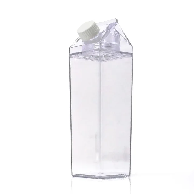 MTFun 500Ml/1000Ml Clear Milk Carton Water Bottle Leak-proof Milk Box Water  Bottle with 2 Spouts Portable Reusable Milk Bottles Water Juice Tea  Container for Travel Sports Camping Use 