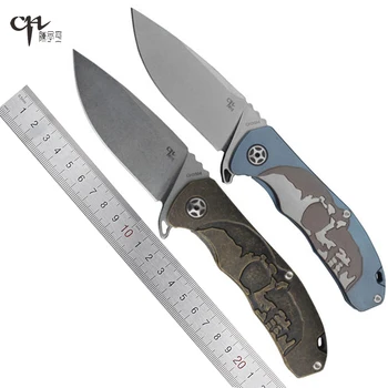 

CH CH3504 Skull Folding knife S35VN Blade retro copper titanium alloy handle flipper camping survival Knives pocket edc tools