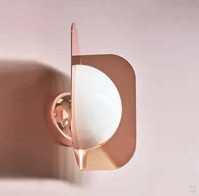 wall lamp L14 H21cm Европа розовое золото/золото металлические листья G9 Led люстра Роскошная гостиная блеск молочно стеклянная подвесная люстра освещение - Цвет абажура: wall lamp L14 H21cm