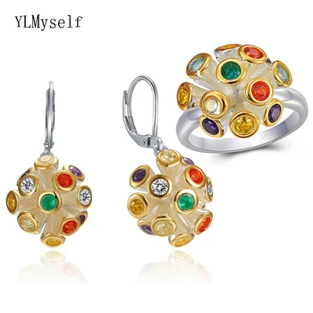 

Multi cz Earrings Ring sets Trend 2 Tone plated Beautiful Jewelry Women's Jewellery Stunning 2pcs set