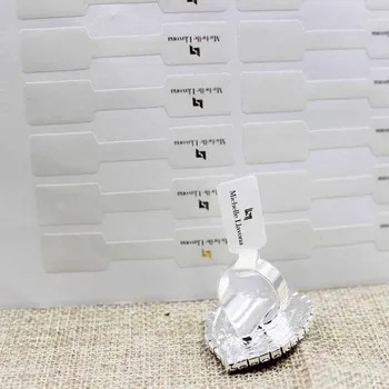 

6*1.20cm personalized customer logo white paper folded ring sticker label products self adhesive label with gold printting