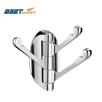 

Heavy Zinc Alloy Modern Bathroom Revolve Towel Bar Coat Hooks Chrome Three Tiers Robe Hook Wall Mounted Bathroom Accessories