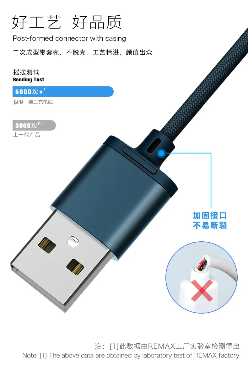 Кабель USB Cafele type-c для быстрой зарядки, плетеная линия данных три в одном для интерфейса Ip Micor Xiaomi huawei