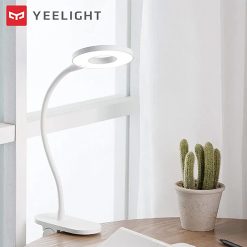Xiaomi Yeelight светодиодный настольный светильник с зажимом, ночник, USB Перезаряжаемый, 5 Вт, 360 градусов, регулируемая Затемняющая лампа для чтения в спальне