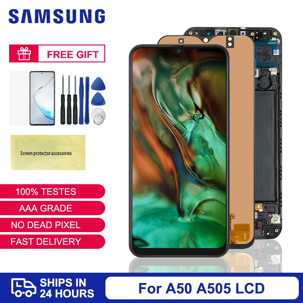 ЖК-экран с рамкой 6 4 ''TFT для Samsung A50 Замена ЖК-экрана Galaxy A505F/DS A505F A505FD A505A
