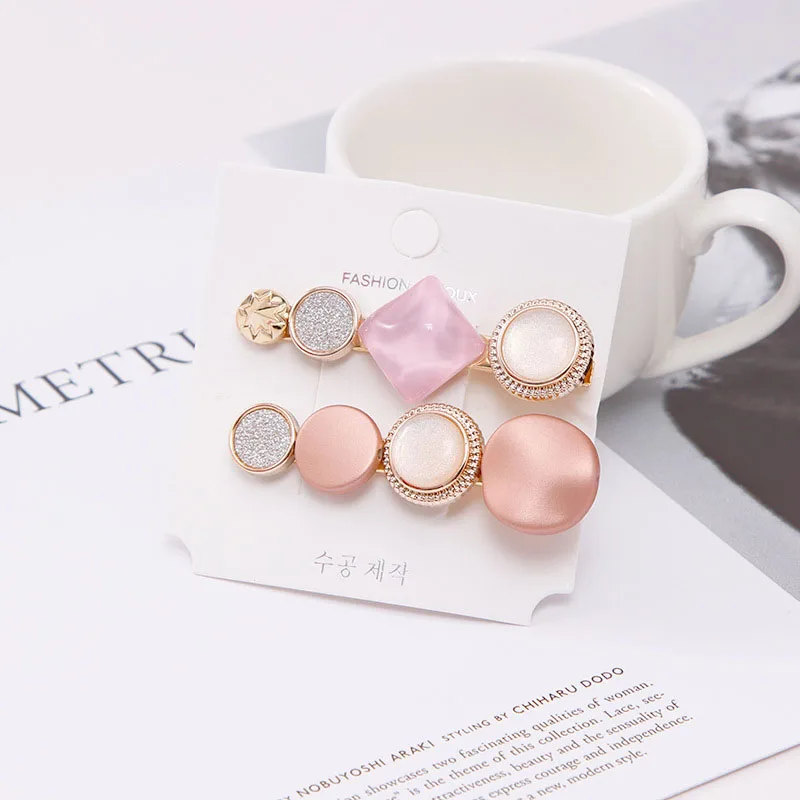 Fashion Pearls Acetate Geometric Hair Clips Set for Women Girls Barrette Sweet Acrylic Vintage Hairpins Hair Accessories Set - Цвет: B11