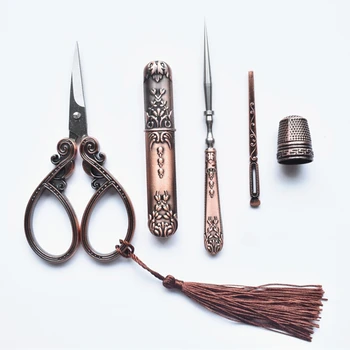 

Retro Scissors Vintage Scissors Awl+Threader+Thimble Embroidery Scissors Tailor Sewing Scissors Sewing Supplies Thread Cutter