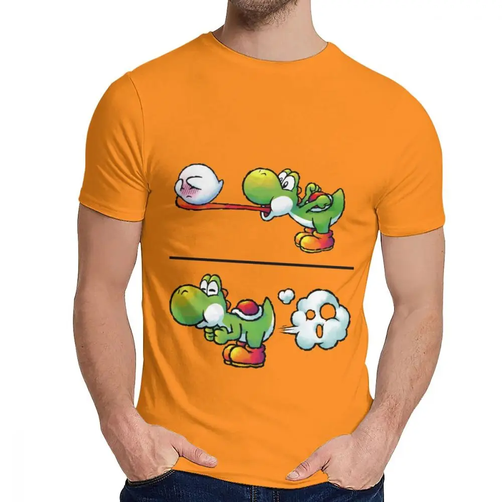 Для мужчин футболка nintendo Yoshi серии Farting Yoshi хороший хлопок Классический круглый вырез ретро короткий рукав - Цвет: Оранжевый