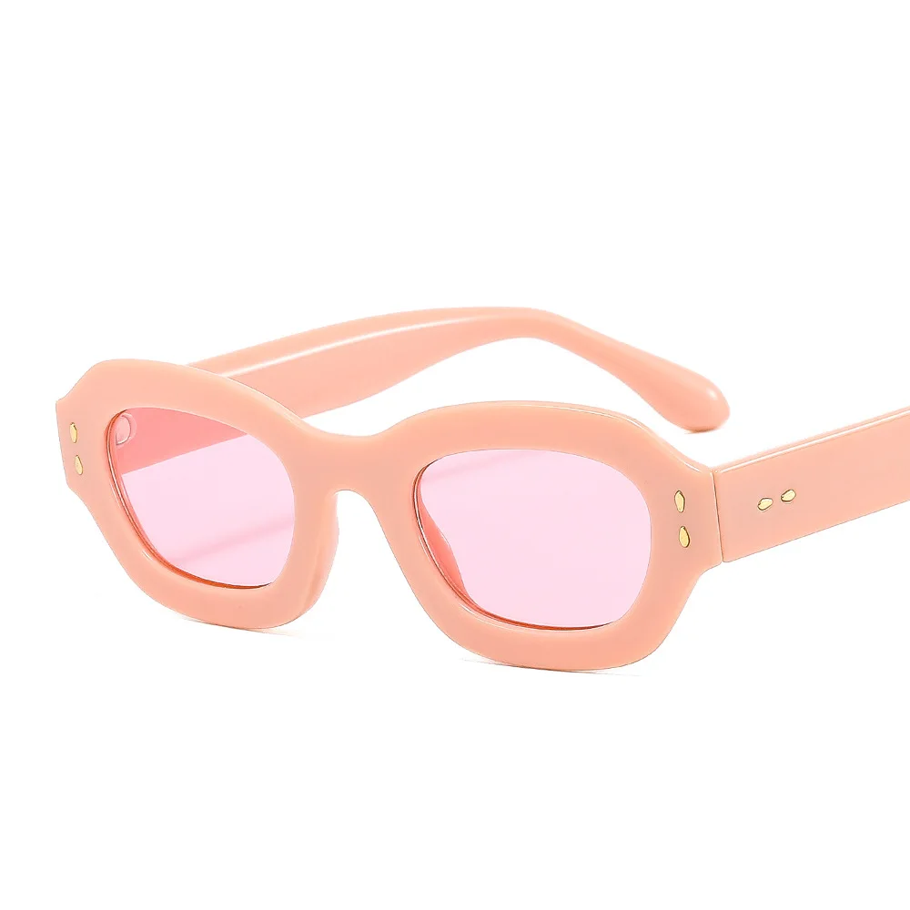 2022 New Fashion Polygon Square Sunglasses For Women Men Retro Rivets Decor Sun Glasses Shades UV400 Trending Blue Green Eyewear 11
