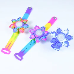 Pulsera eléctrica Antiestrés con burbujas para niños y adultos, juguete sensorial para apretar los dedos, prensa brillante, mariquita, giroscopio