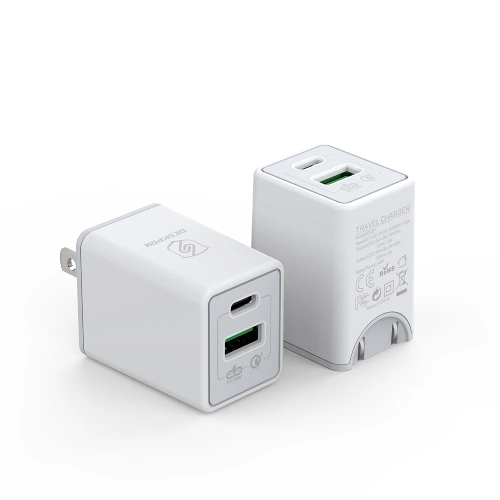 UL сертифицированный QC3.0 USB быстрое зарядное устройство для телефона с разъемом США Тип C PD быстрое настенное зарядное устройство адаптер для iphone XR XS 11 pro samsung S8 S9 - Тип штекера: White US plug