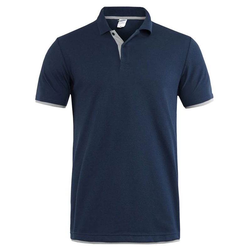 Мужские рубашки поло, повседневные однотонные тонкие дышащие рубашки с коротким рукавом, красивые летние мужские рубашки для гольфа, тенниса, мужские рубашки поло, мужские топы 3XL - Цвет: navy gray