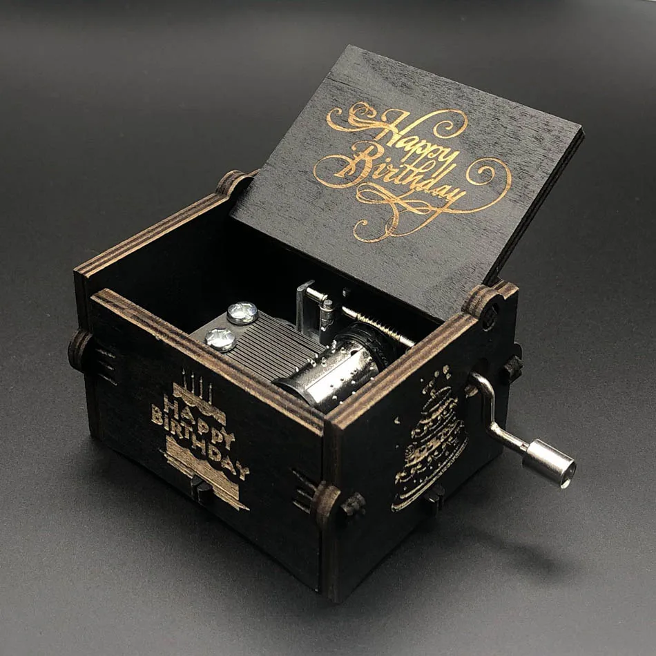 Музыкальная шкатулка с днем рождения деревянная музыкальная ручная работа