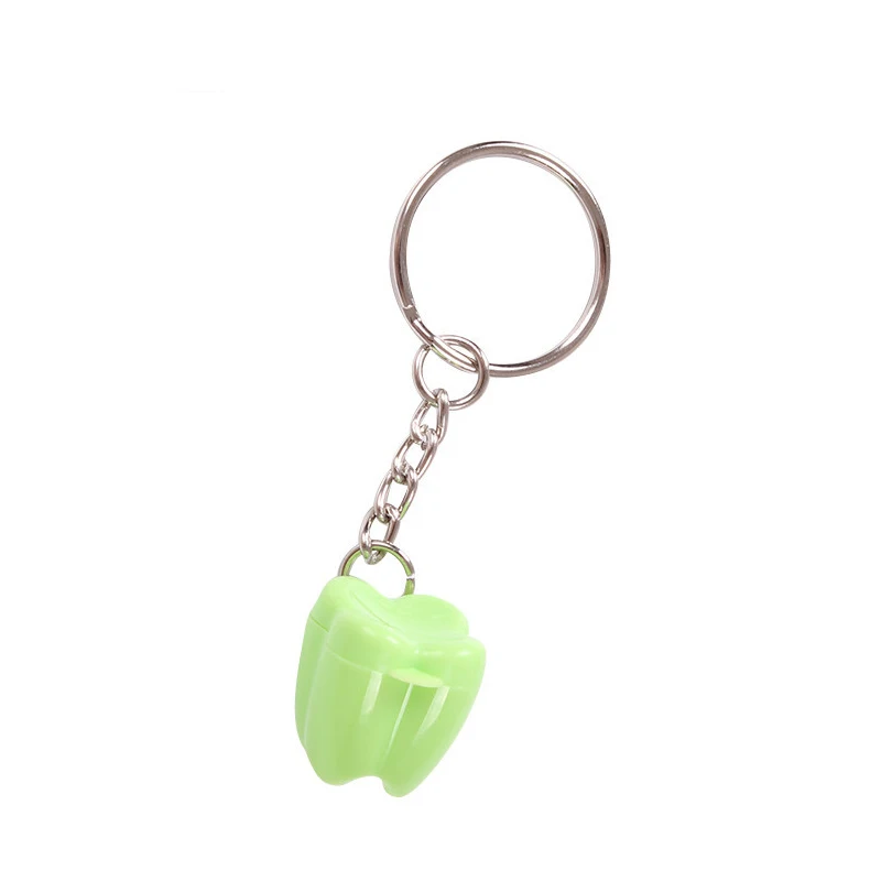 Key chain green XZJJA 10-20 шт. форма зуба Детские коробки для хранения молочных зубов детская Силиконовая зубная щетка для малышей Органайзер мини пластиковый контейнер маленькая коробка - Цвет: Key chain green