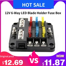 Автомобильный 12V 6-Way светодиодный лезвие держатель предохранителя коробка Блок Чехол с отрицательным