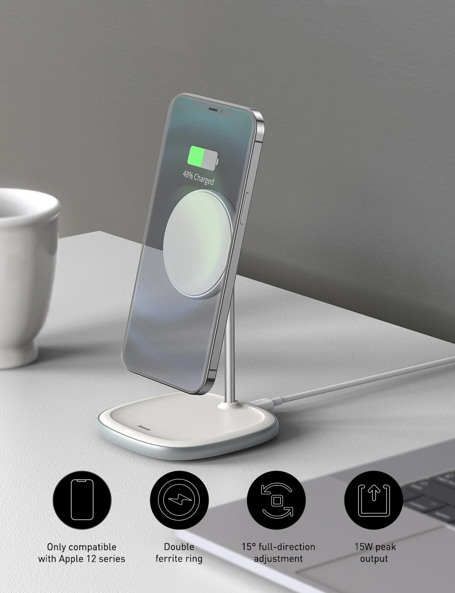 iphone charging pad Baseus Magnetic Wireless Charger Pad Desktop Bracket Phone Stand Quick Wireless Charging For iPhone 12 Pro Max Phone Holder apple charging station