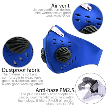 

Anti-fog pm2.5 Breathable Cycling Face Mask Sport Training Anti-Pollution Running Mask With Activated Carbon Filter