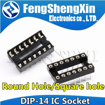 

10pcs DIP-14 Round Hole Square hole 14 Pins 2.54MM DIP DIP14 IC Sockets Adaptor Solder Type IC Connector