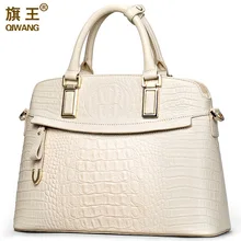 Qiwang крокодиловая Дамская ручная сумка элегантная сумка с верхней ручкой женская сумка дизайнерский бренд натуральная кожа женская сумка