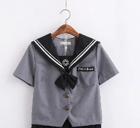 Short sleeve shirt Школьные платья японские Jk Униформа серый костюм моряка аниме форма плиссированная юбка униформа платье для старшеклассниц студентов - Цвет: Short sleeve shirt