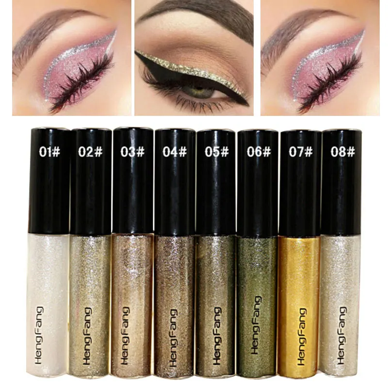 

New Professional Shiny Eye Liners Cosmetics for Women Pigment 8 Colors Liquid Glitter Eyeliner Waterproof Cheap Makeup TSLM2