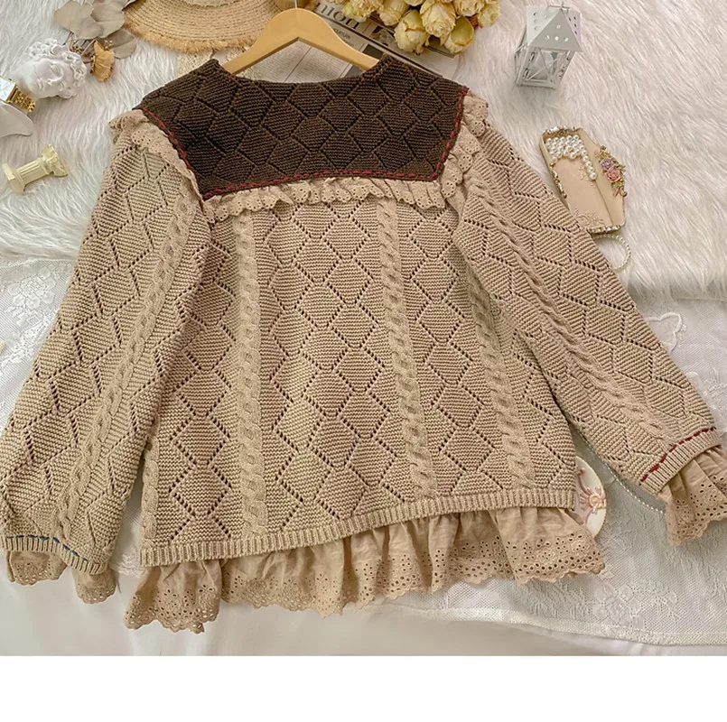 Vintage Ladies Knitted Cardigans Sweaters Women Long Sleeve Korean Retro Fashion Slim Tops Cardigans 2021 Autumn Winter