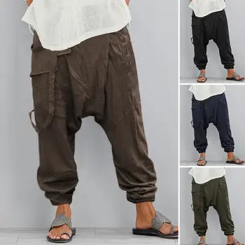 

Drop Crotch Pants Women's Causal Trousers 2020 ZANZEA Overalls Button Elastic Waist Pantalon Female Palazzo Plus Size Turnip 5XL