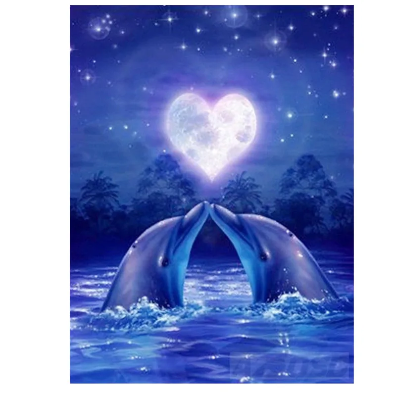 

Diamond Embroidery Cross Stitch Sets Dolphin Diamond Painting 5D DIY Full Square Drill Animals Rhinestone Mosaic Home Decor Gift