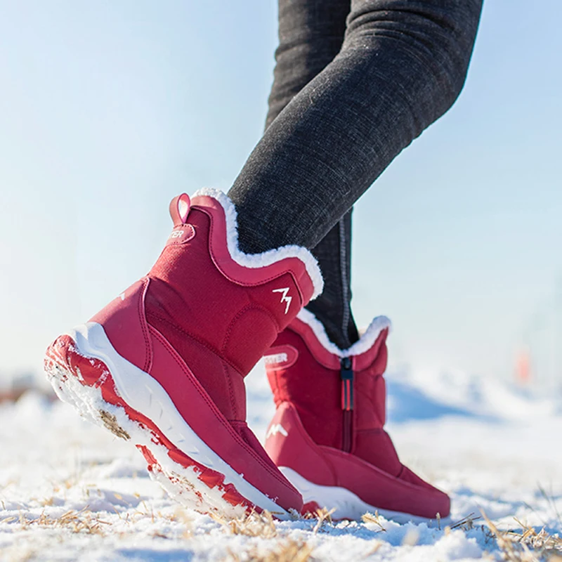 Cena Damskie buty śniegowe nowe buty zimowe 2019 ciepłe pluszowe wodoodporne antypoślizgowe buty damskie botas de mujer