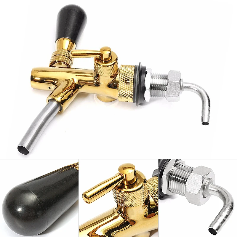 JX-LCLYL Adjustable Pub Bar Draft Beer Faucet G5/8 Shank Gold Plating for Kegerator Tap