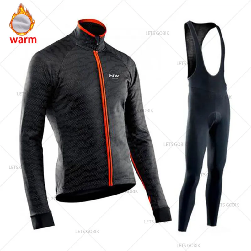 

NW Winter Cycling Jersey Pro Team Ropa Ciclismo Hombre Fleece Cycling Set MTB Cycling Clothing Northwave Cycling Bib Pants Set