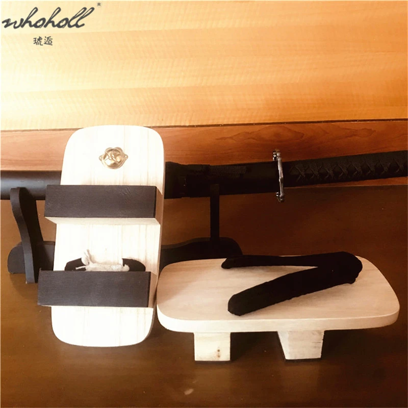 WHOHOLL Geta Summer Clogs Men's Women's Slippers Two-tooth Japanese Geta Wooden Flip-flops Cosplay Shoes Slippers Sandals