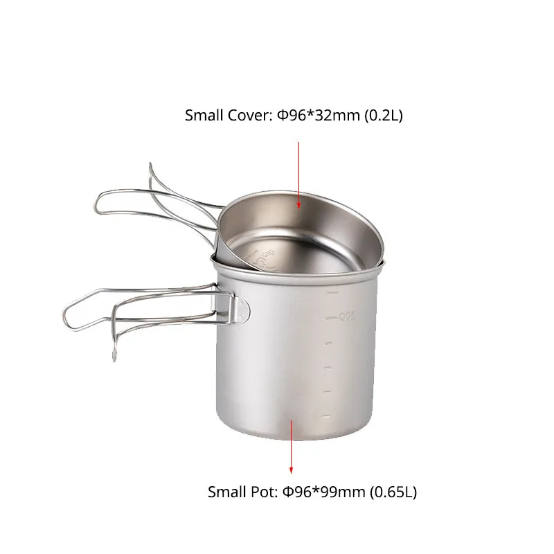 

Hiking Ultralight Portable Snow Titanium Outdoor Camping Pot and Frying Pan Ultra-Light Camping Pots Set Cookers