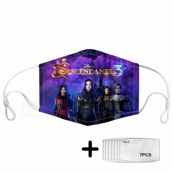 

Hot Descendants 3 Print Kids Mouth Mask Children Cartoon Mascarilla Dustproof Cover Mask With 7pcs PM2.5 Filters Maske For Adult