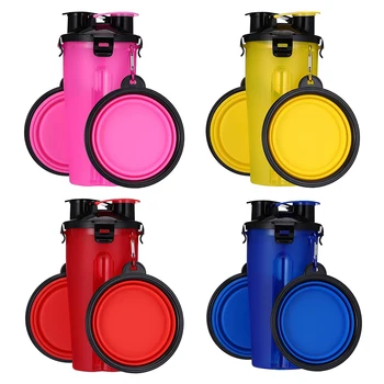 

Safe ABS Pet Travel Water Bottle Feeding Set 23x10x10cm Foldable and Removable Dog Drink Cup with 2pcs 10x10cm Feeding Bowl