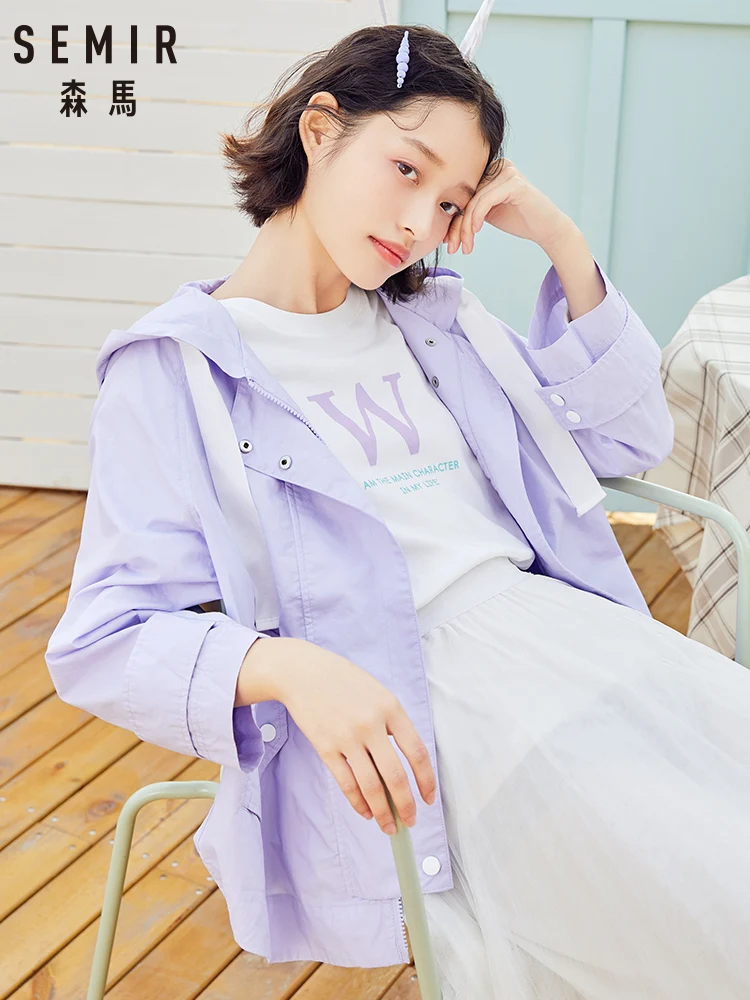 

SEMIR Jacket Women 2020 new Korean simple small coat female students Hong-Kong style loose candy color tops