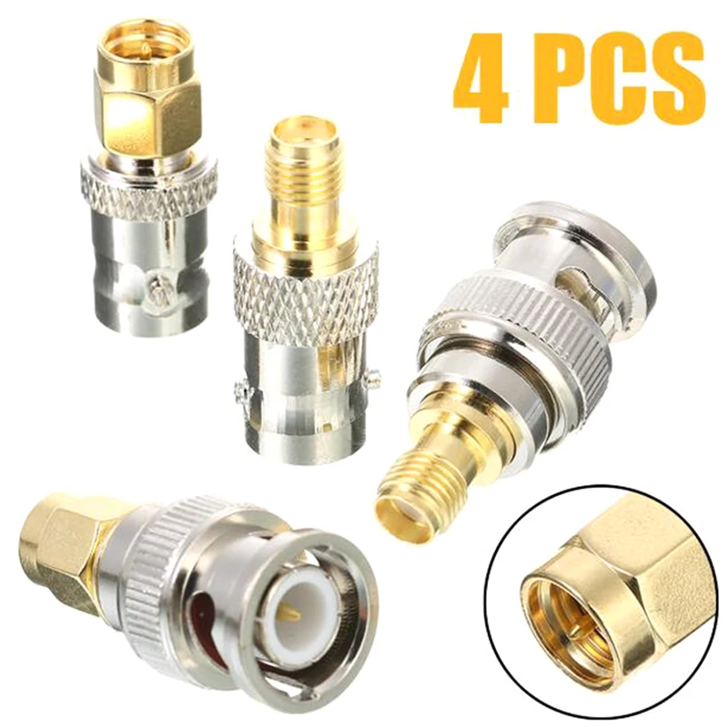 4pcs BNC To SMA Connectors Type Male Female RF Connector Adapter Test Converter Kit Set