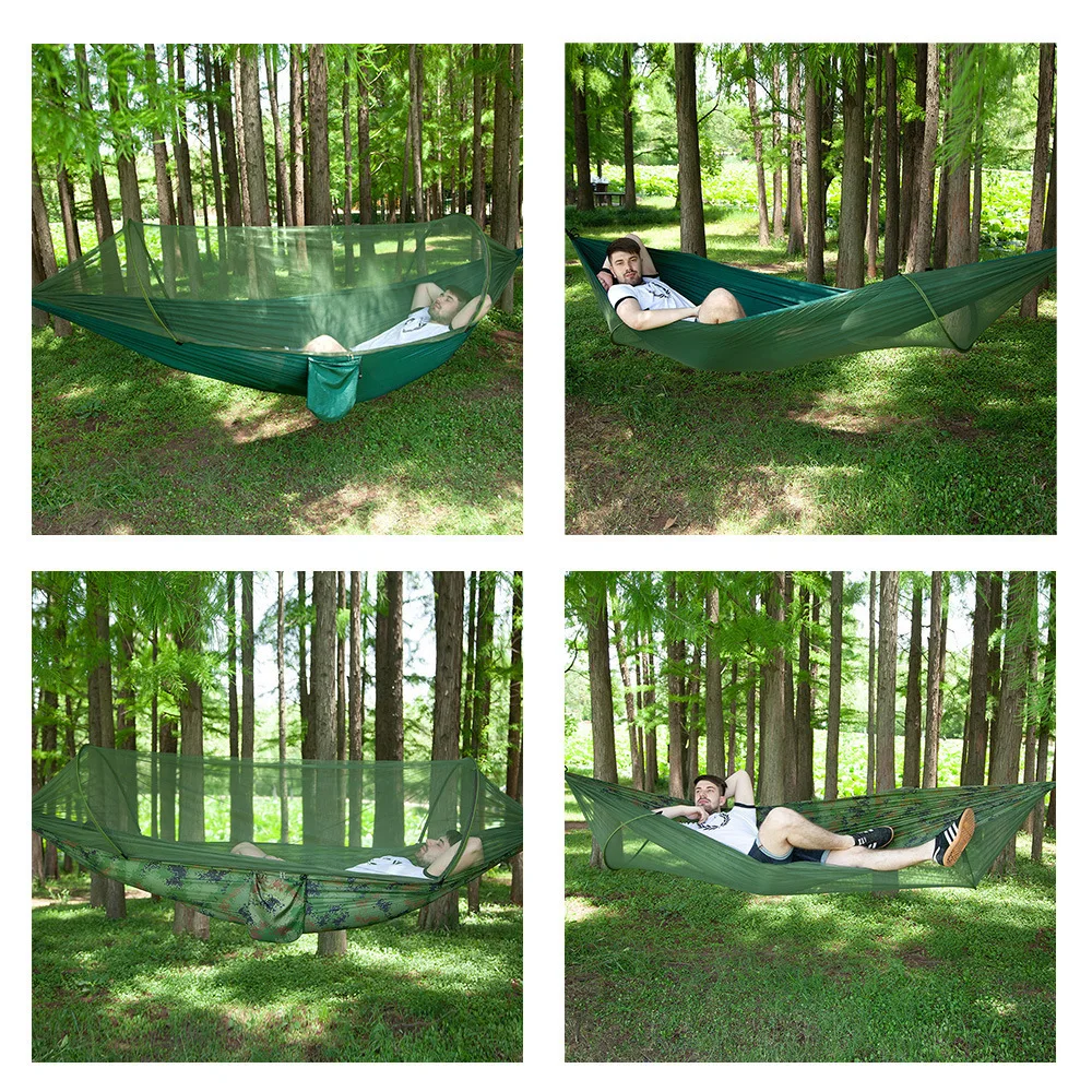 Camping Hammock with Mosquito Net and Rain Fly Portable Double Hammock with Bug Net and Tent Tarp Tree Straps for Travel Camping