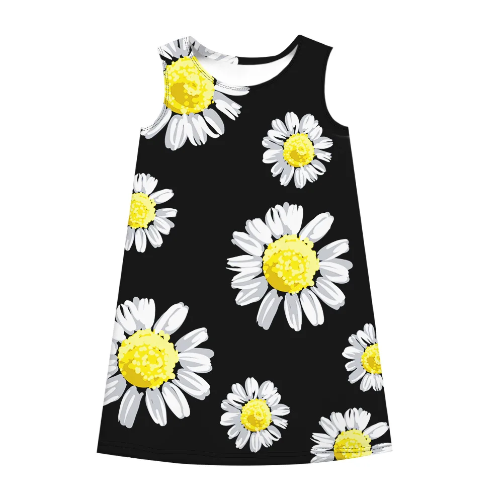 Summer Girls Dress Flower Print Sleeveless Kids Princess Dresses For Sundress Children Party 8-12 Years | Детская одежда и обувь