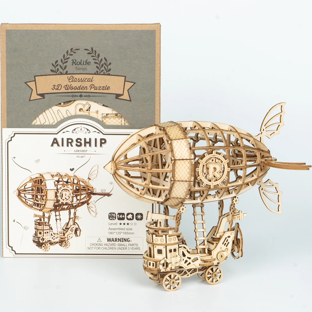 Robotime diy Airship 3d деревянная головоломка для мозга Строительный набор
