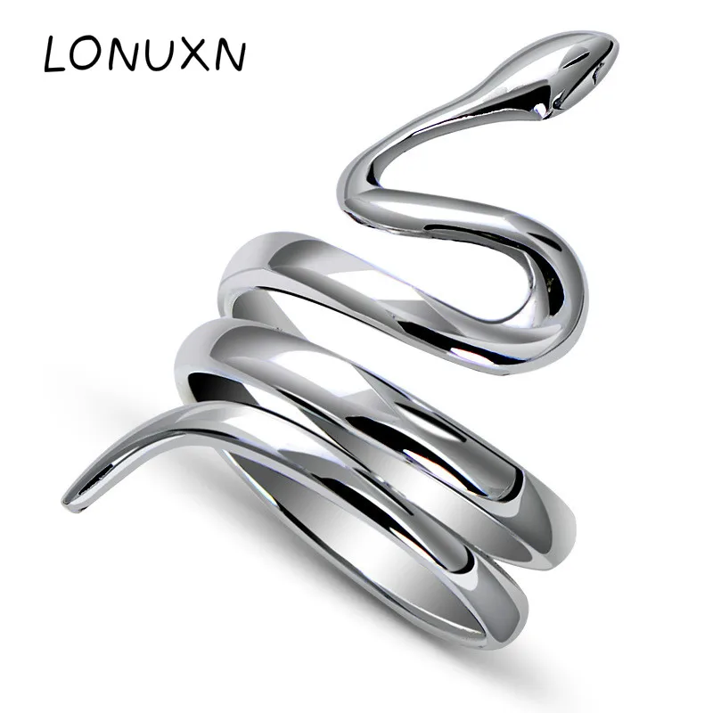 

3.4cm High-quality 6g snake rings 925 sterling silver female big ring open size Women Rings Silver 925 Girls Finger Jewelry Gift