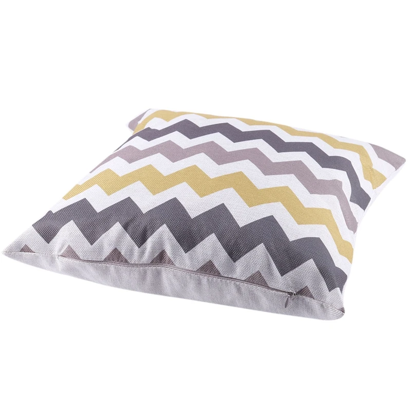 Hot Sale Wholesales Linen Pillow Cover Yellow Grey pillow Cover Geometric Style Home Decorative Pillow Case 45x45cm#9