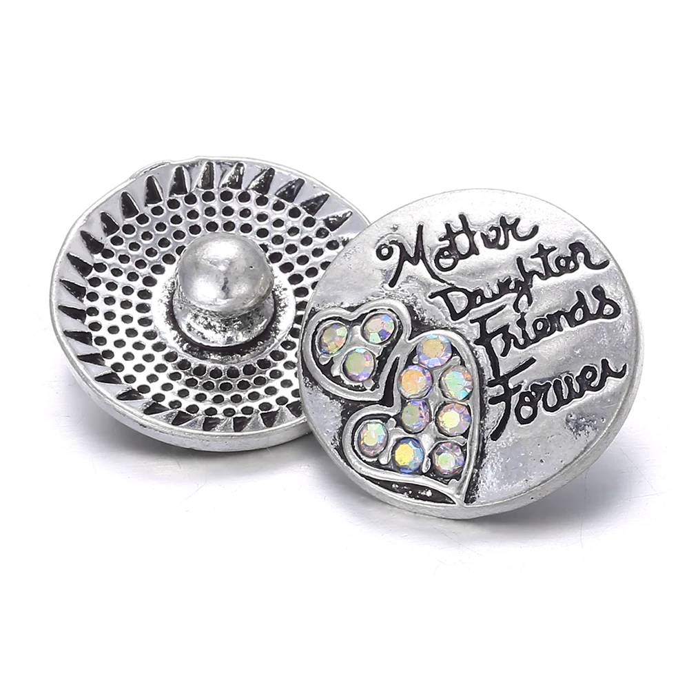 6 6pcs/lot New Family Snap Jewelry Mother Daughter Friends Forever Love Heart 18MM Snap Buttons for Snap Bracelet for 18 Mm Snaps - Окраска металла: 6
