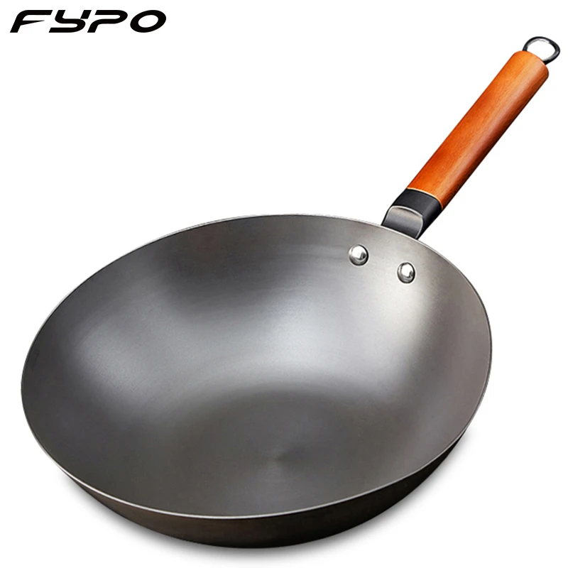 Chinese Traditional Handmade Iron Wok Non stick Pan Non coating Gas and