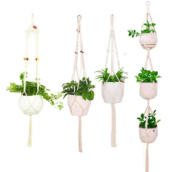 

Handmade macrame wall hanging plant hanger woven hanging planter flower pot basket holder rope garden decoration macetero colgan