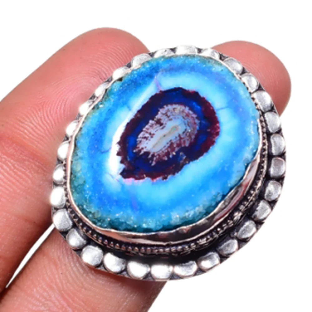 

Solar Quarts Ring Silver Overlay over Copper, USA Size 8 , R5342