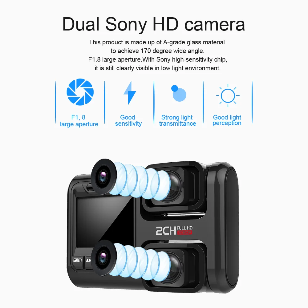 Aiba J07 GPS WDR Car DVR Camera Full HD 1080P Dual Lens Video Recorder Camera 170 Wide Angle G-Sensor Dash Cam Sony dual camera