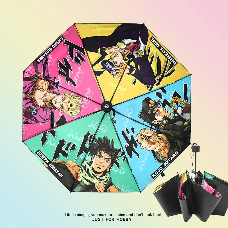Anime JOJO's Bizarre Adventure Golden Wind Folding Umbrella Sun Rain Anti-UV Giorno Giovanna Travel Gift Cosplay Prop | Дом и сад