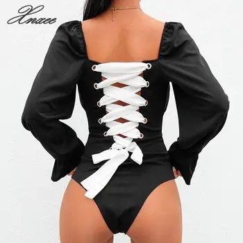 

Xnxee Off Shoulder Jumpsuits Women Flare Sleeve Bodysuits Playsuit Female Body Suit Overalls Combinaison Femme Xnxee